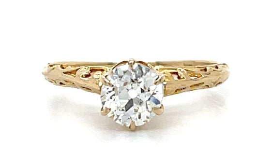 Original .65ct J SI3 Old European Diamond (No Cert) 10KY Vintage Ring 1.45g