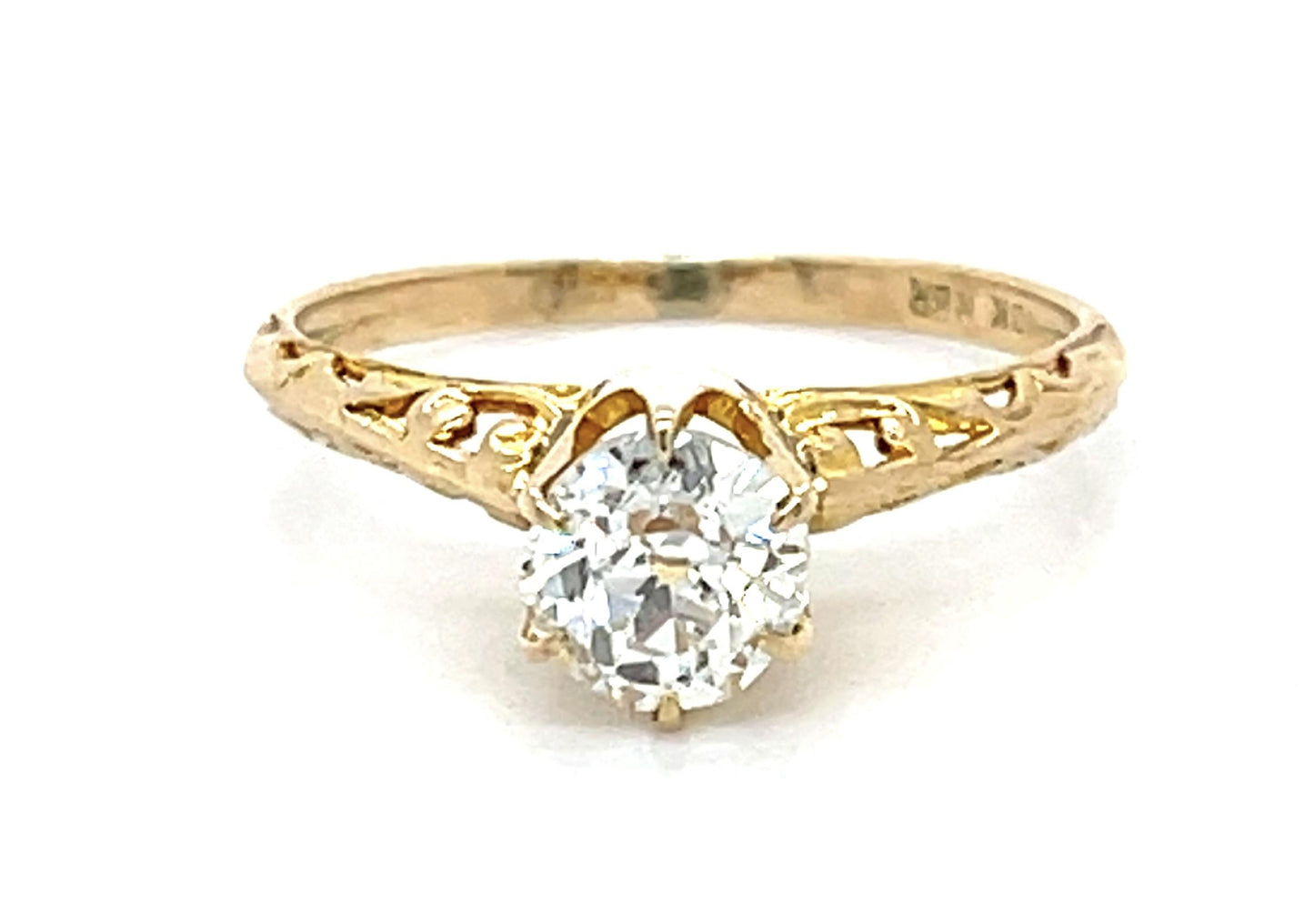 Original .65ct J SI3 Old European Diamond (No Cert) 10KY Vintage Ring 1.45g
