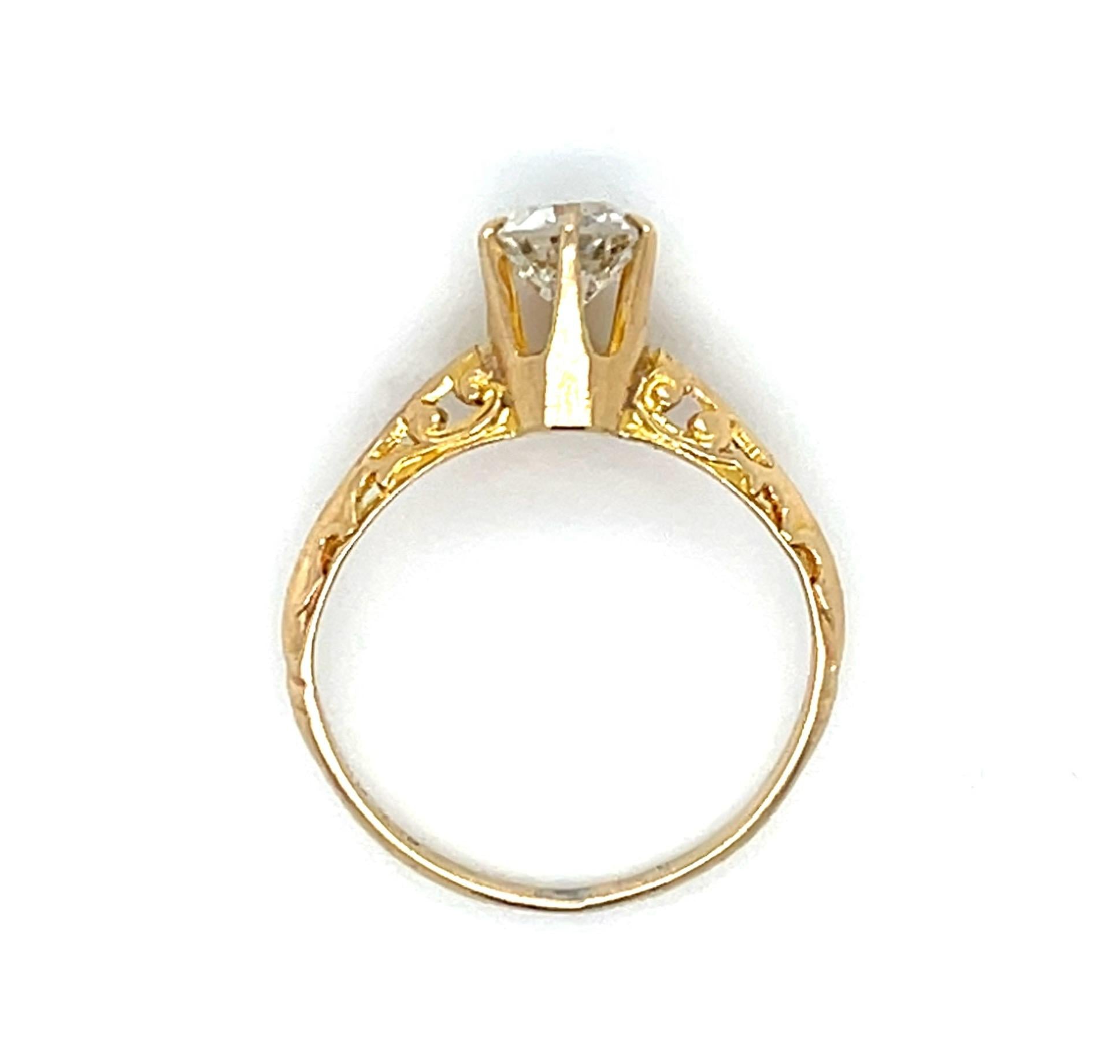Original .65ct J SI3 Old European Diamond (No Cert) 10KY Vintage Ring 1.45g