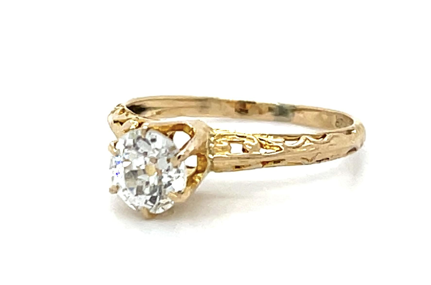 Original .65ct J SI3 Old European Diamond (No Cert) 10KY Vintage Ring 1.45g
