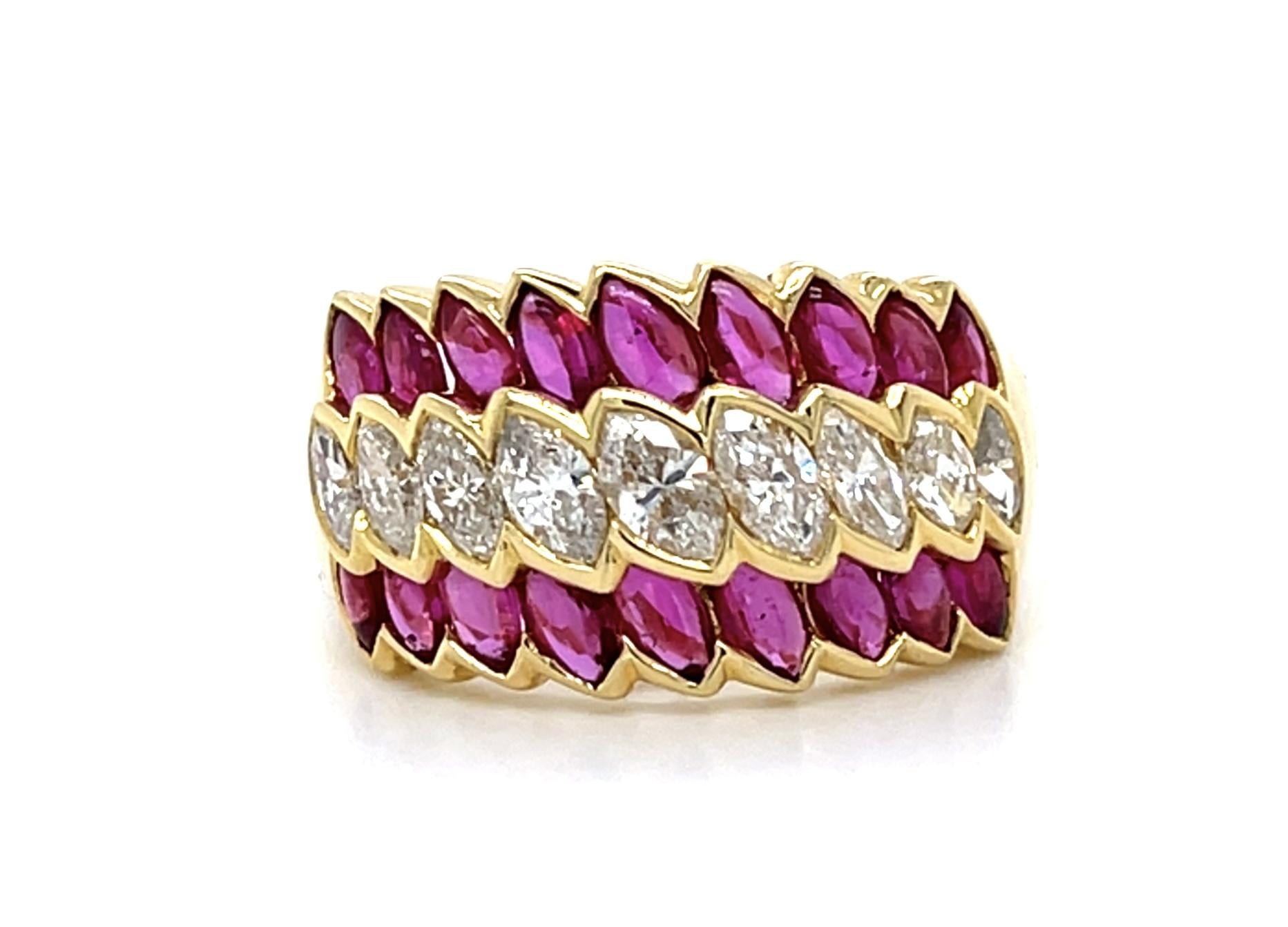 1.91ct Cabochon Marquise Ruby 18KY Ring