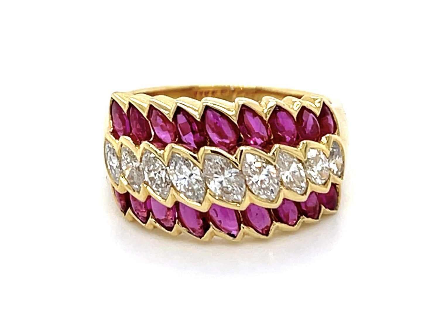 1.91ct Cabochon Marquise Ruby 18KY Ring