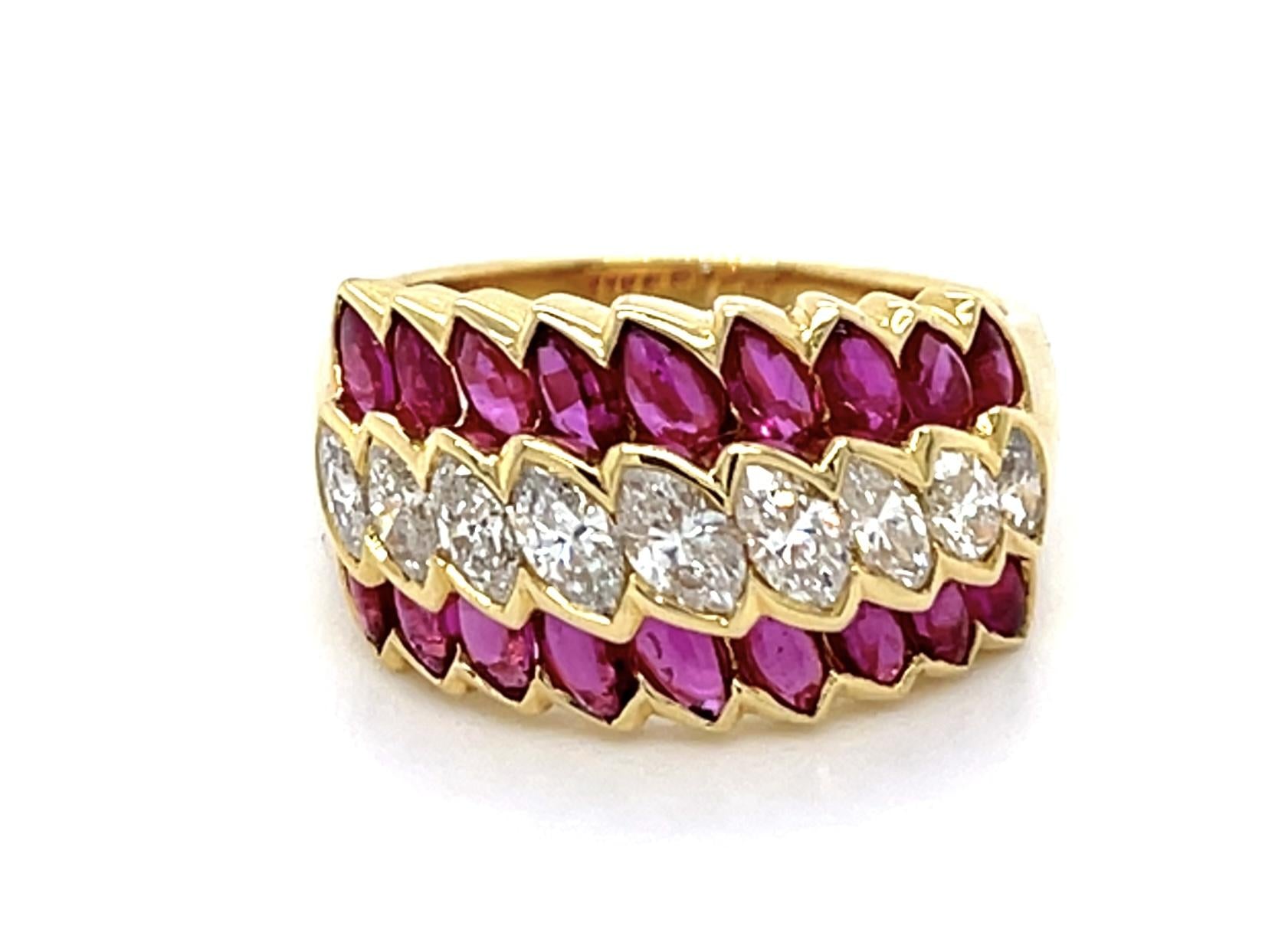 1.91ct Cabochon Marquise Ruby 18KY Ring