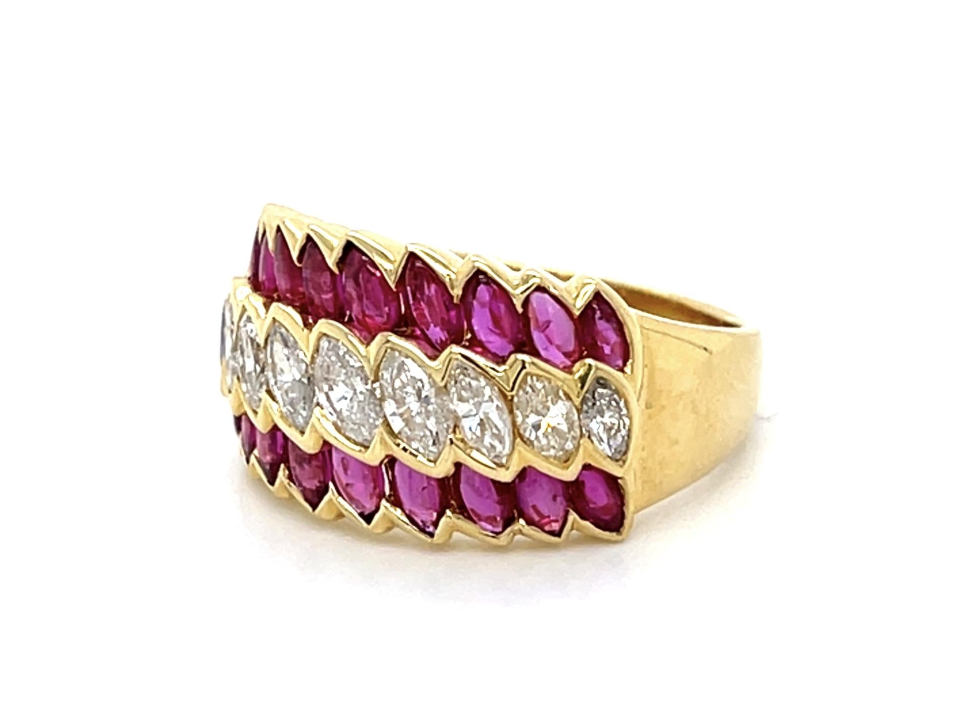 1.91ct Cabochon Marquise Ruby 18KY Ring