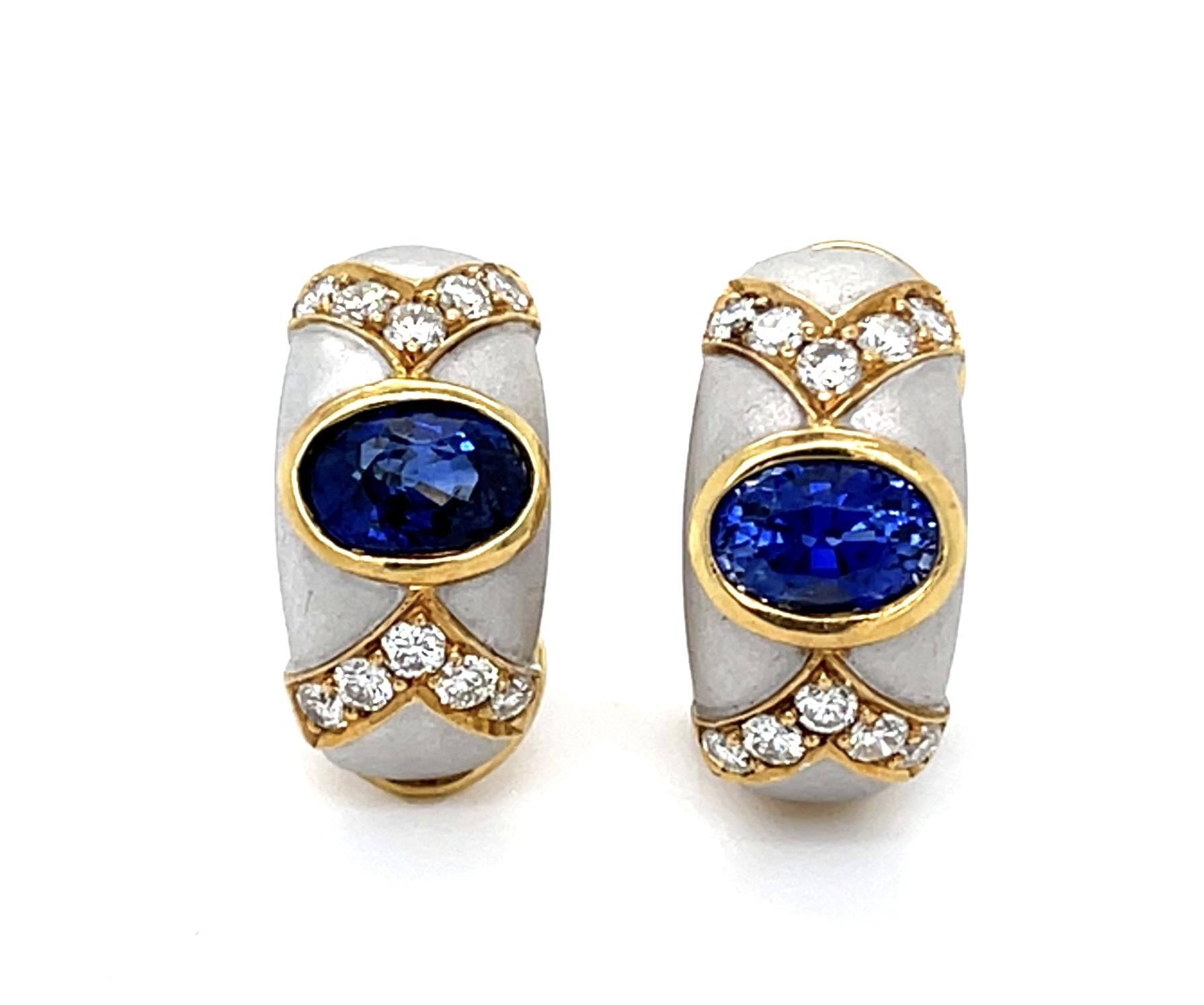 2.50ct Sapphire 18K 2 Tone Clip Earrings