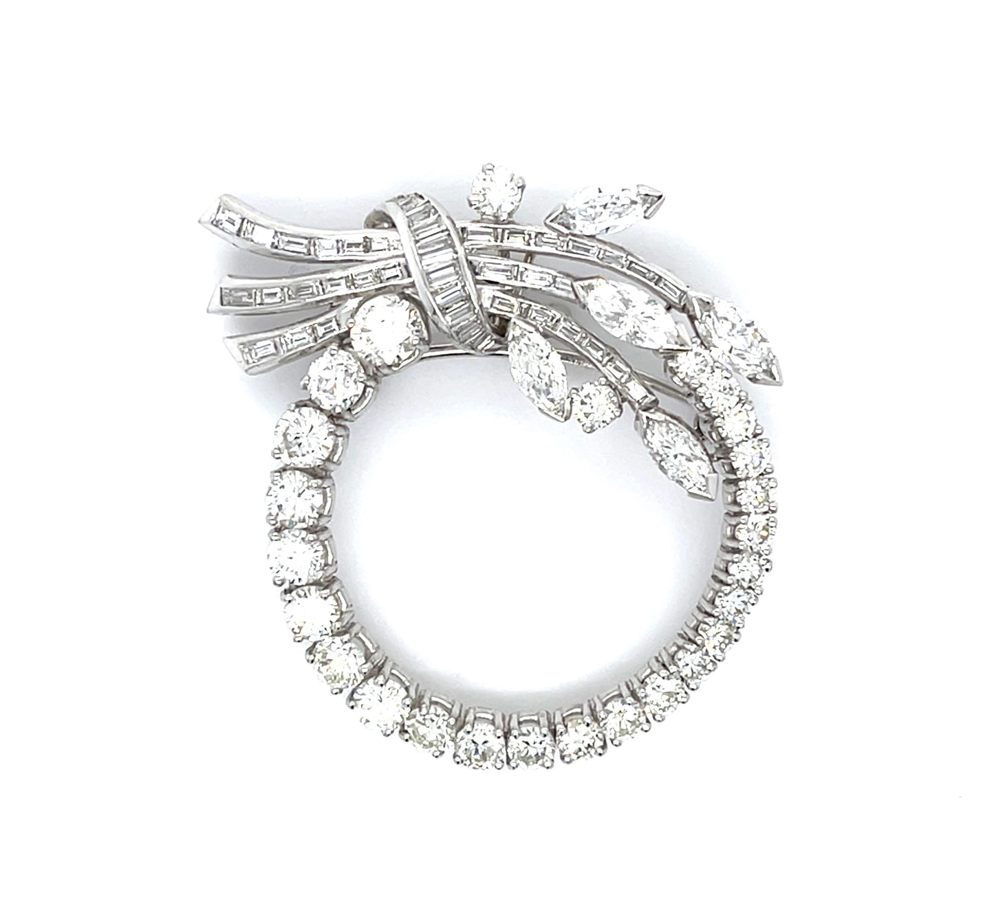 6.50ct Diamond Platinum Brooch (Vintage 1950s)