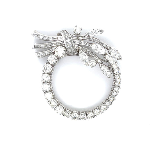 6.50ct Diamond Platinum Brooch (Vintage 1950s)