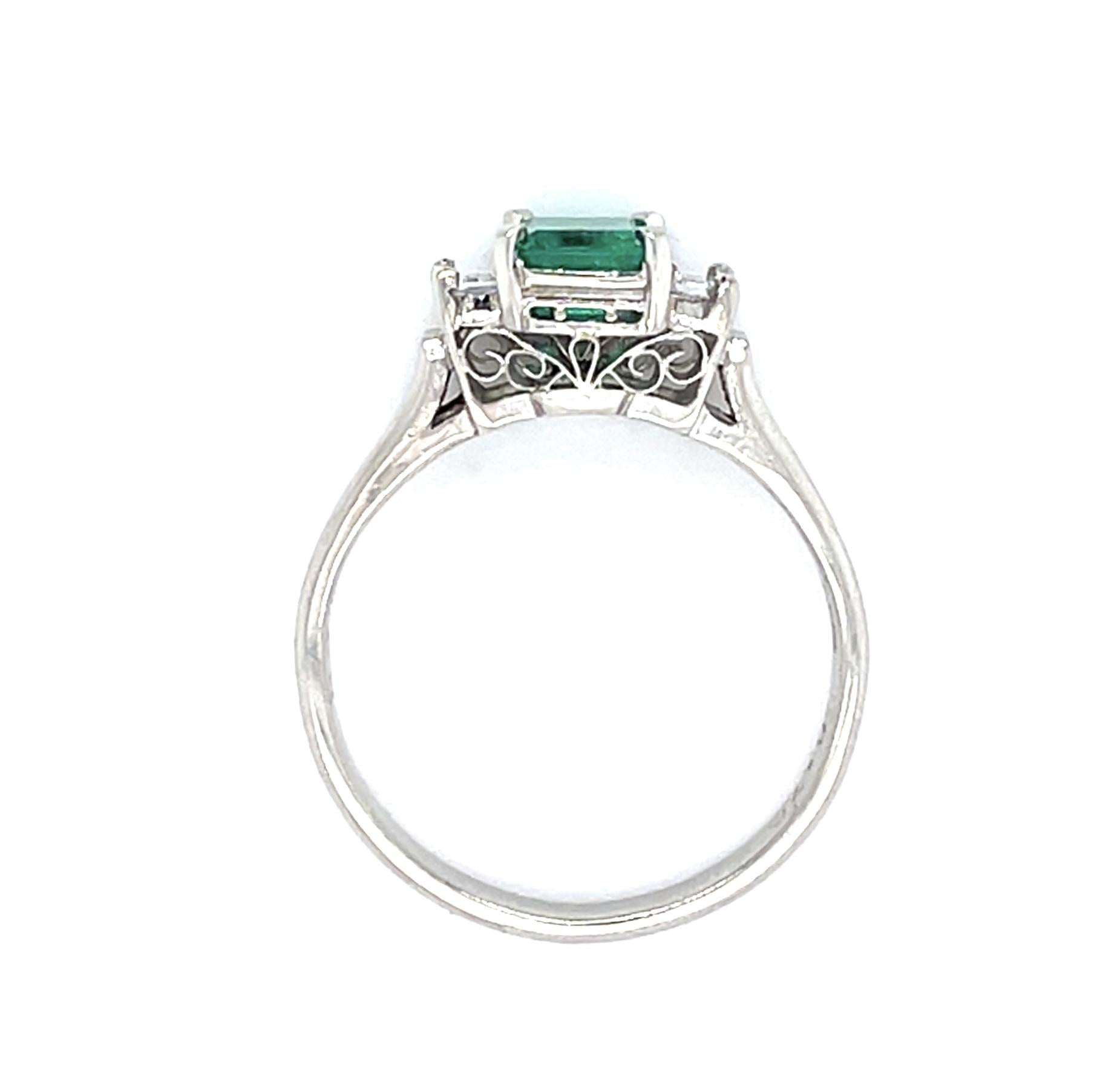 .70ct Colombian Emerald (No Cert) Platinum Ring