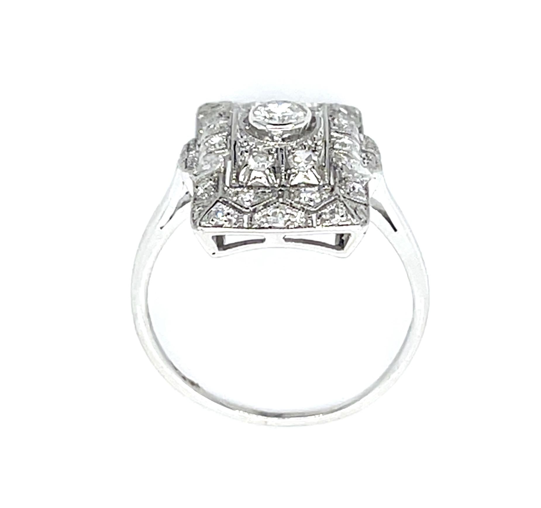 Original Art Deco .60ct Euro Diamond 14KW Ring (Vintage 1930s)