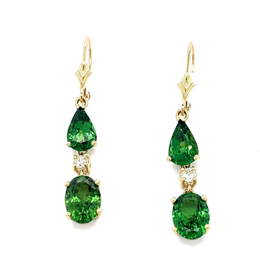 5.83ct Tsavorite Garnet 14KY Drop Earrings