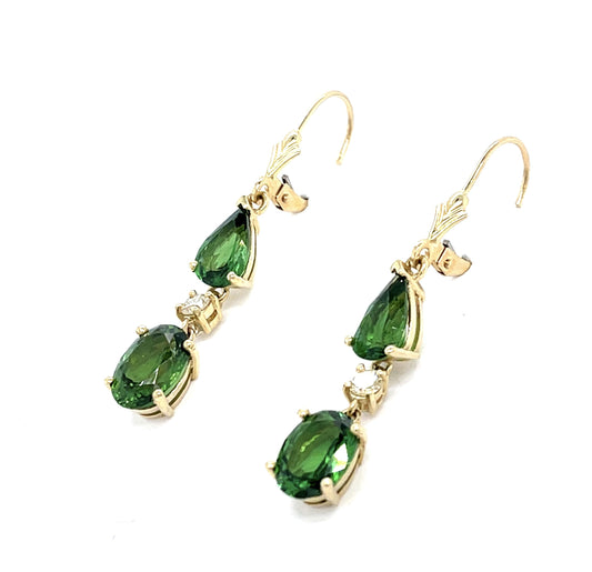 5.83ct Tsavorite Garnet 14KY Drop Earrings