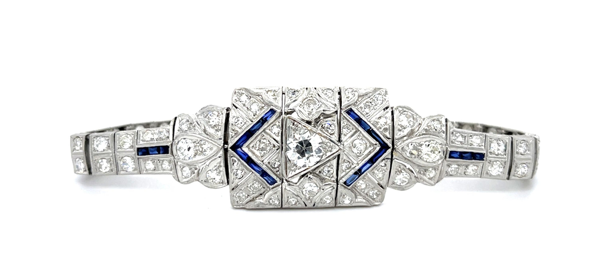Art Deco .74ct Old European Diamond 7.20ct SD PT Bracelet (Antique 1920s)