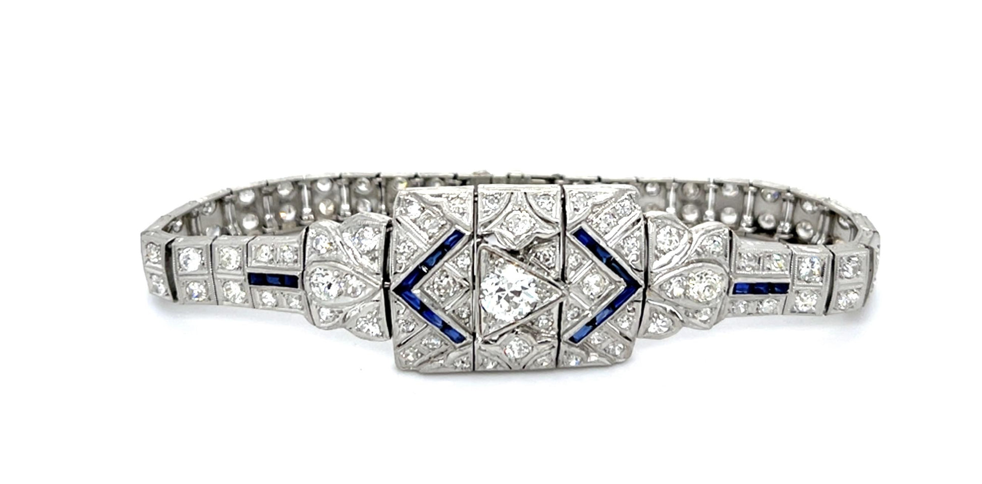 Art Deco .74ct Old European Diamond 7.20ct SD PT Bracelet (Antique 1920s)