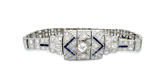 Art Deco .74ct Old European Diamond 7.20ct SD PT Bracelet (Antique 1920s)