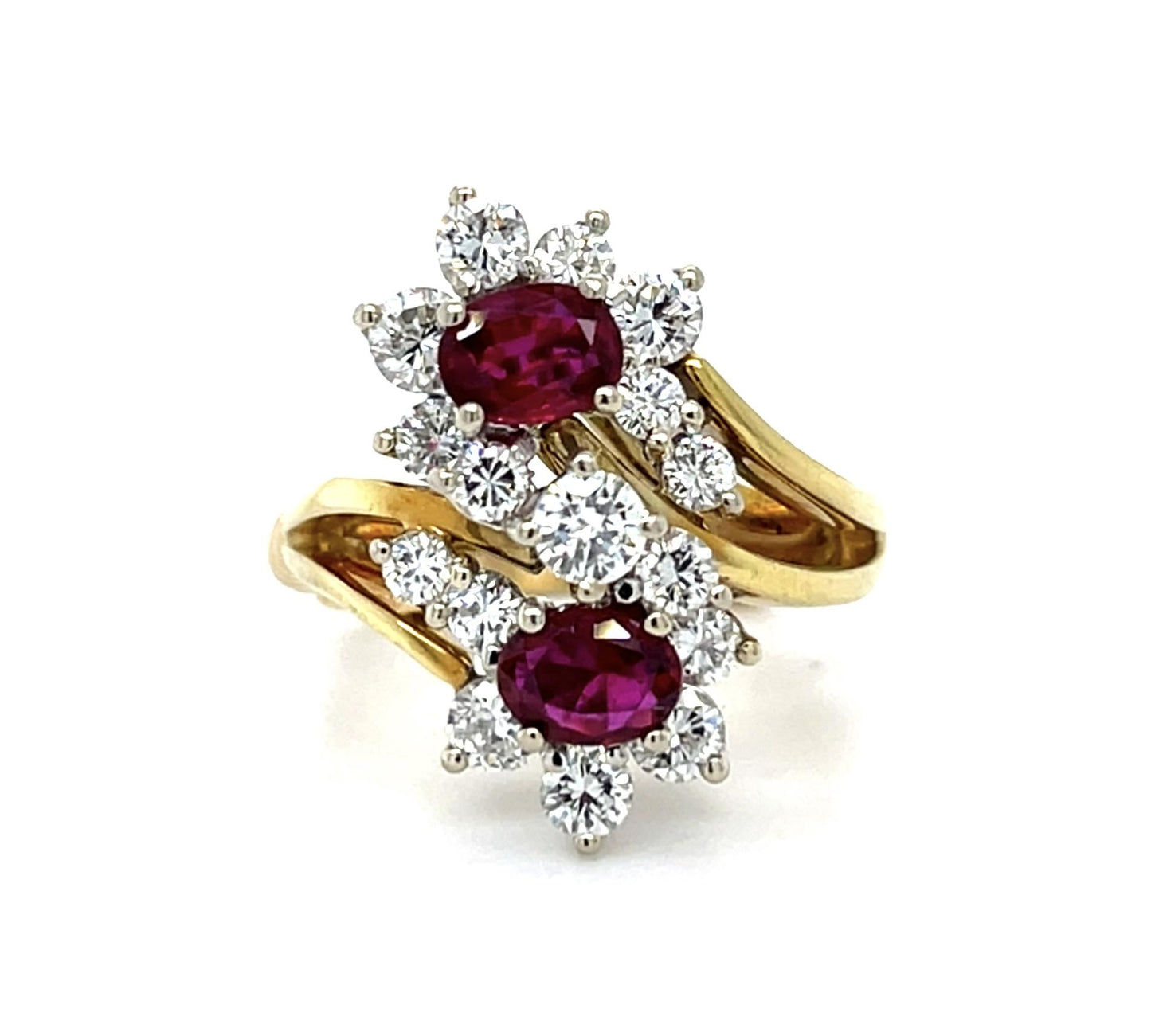 .90ct Ruby 2.15ct Diamond 18K+14K Ring (Vintage 1970s)