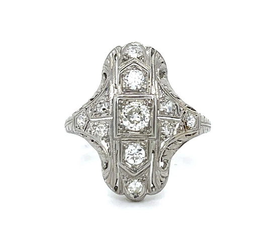 Original Art Deco .66ct Diamond Platinum Ring (Antique 1920s)