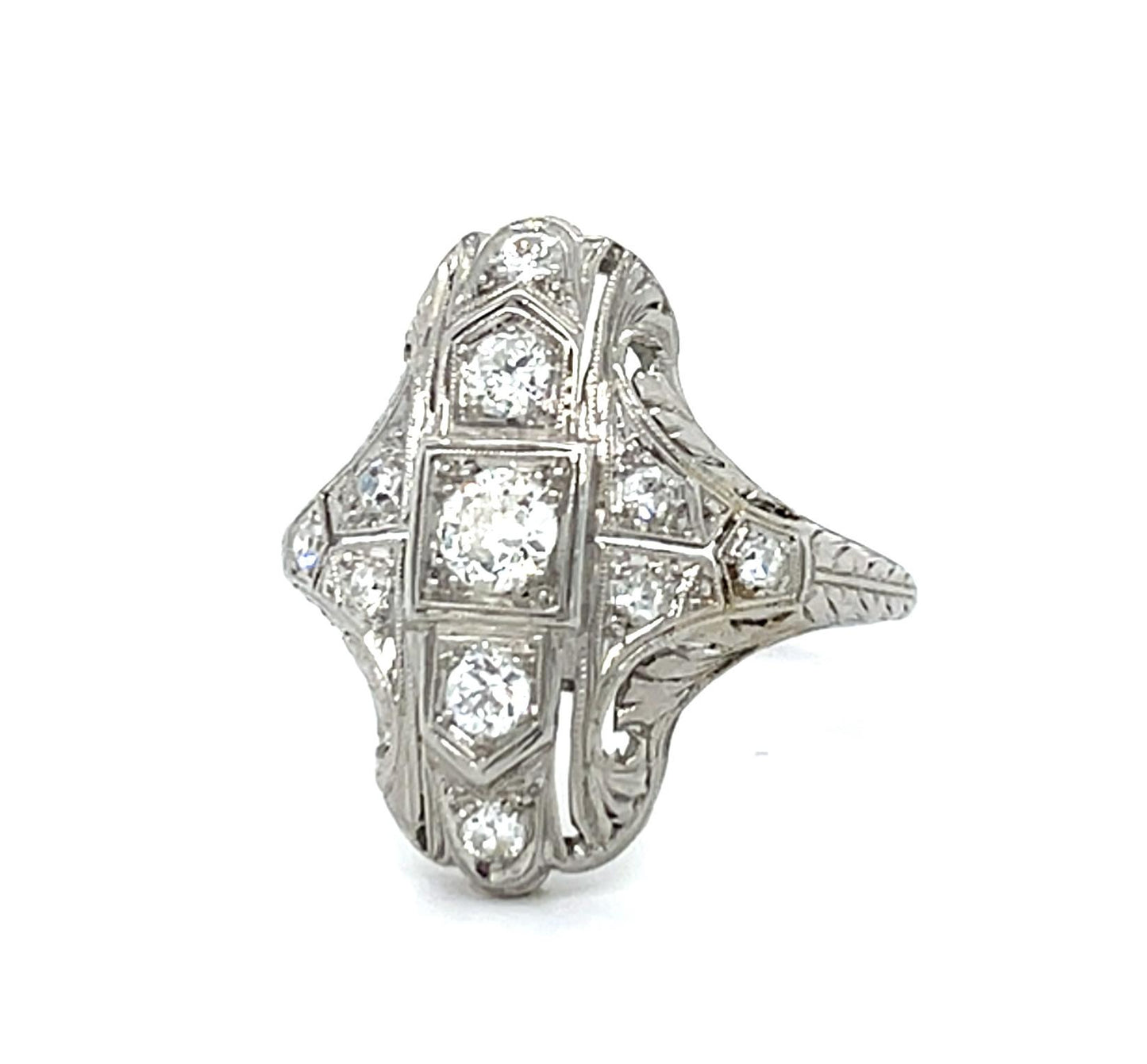Original Art Deco .66ct Diamond Platinum Ring (Antique 1920s)