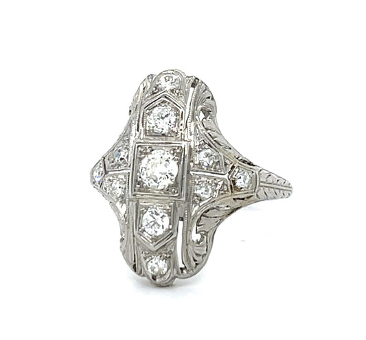 Original Art Deco .66ct Diamond Platinum Ring (Antique 1920s)