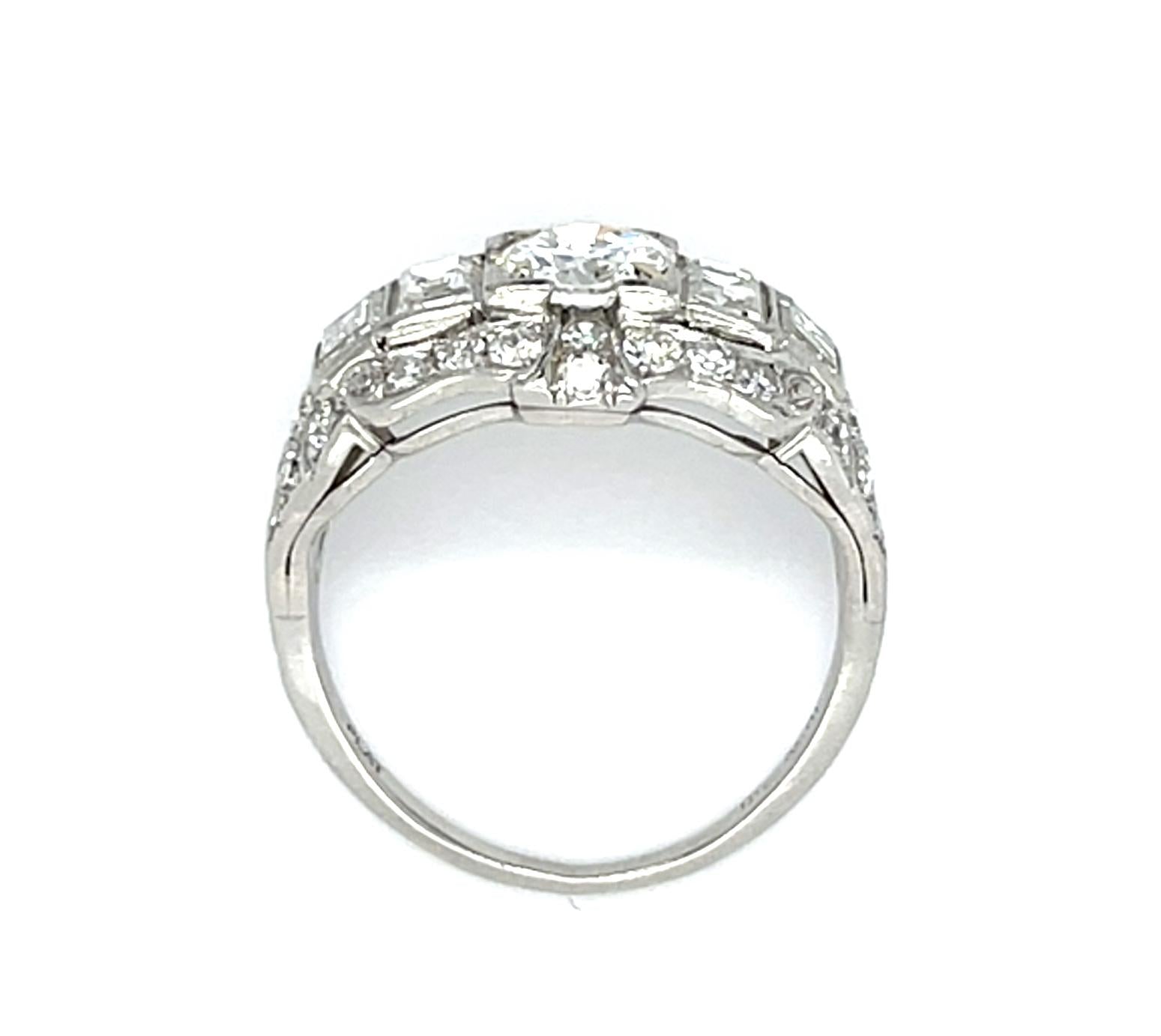 Original Art Deco .75ct Old Euro Diamond Platinum Ring (Vintage 1930s)