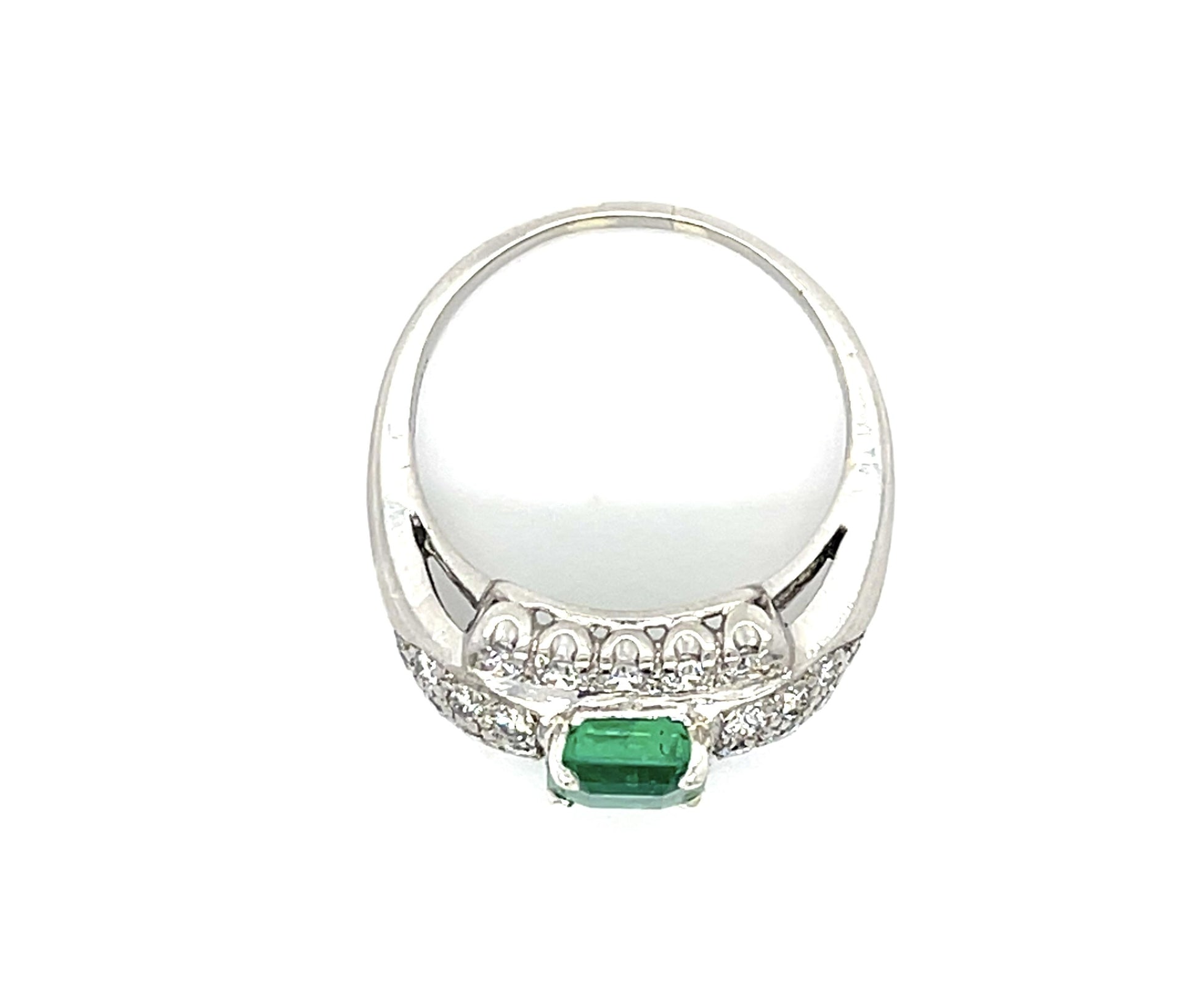 Original Peacock 1.24ct Emerald Platinum Ring (Vintage 1940s)