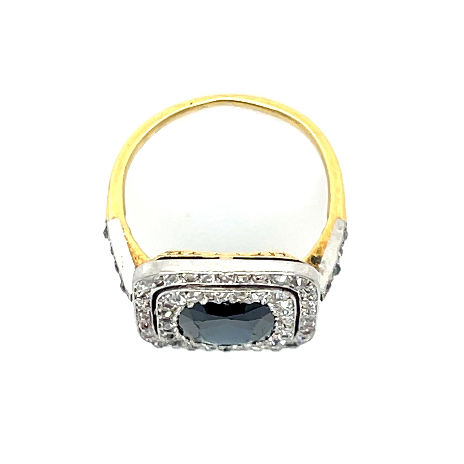 Original Edwardian 2.50ct Cushion Sapphire Platinum+18KW Ring (Antique 1900s)