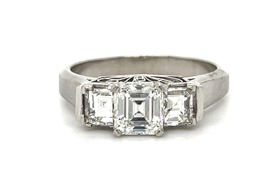 .72ct Asscher Diamond Platinum Ring (Vintage 1960s) .60ct (Two SD)
