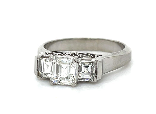 .72ct Asscher Diamond Platinum Ring (Vintage 1960s) .60ct (Two SD)