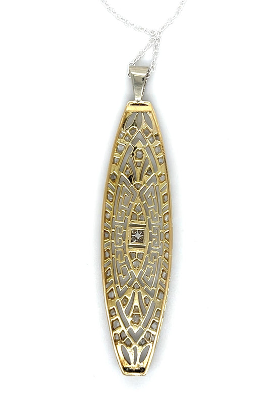 Original Edwardian 1.70ct (68 Diamonds) PT+18KY Pendant (Antique 1920s)