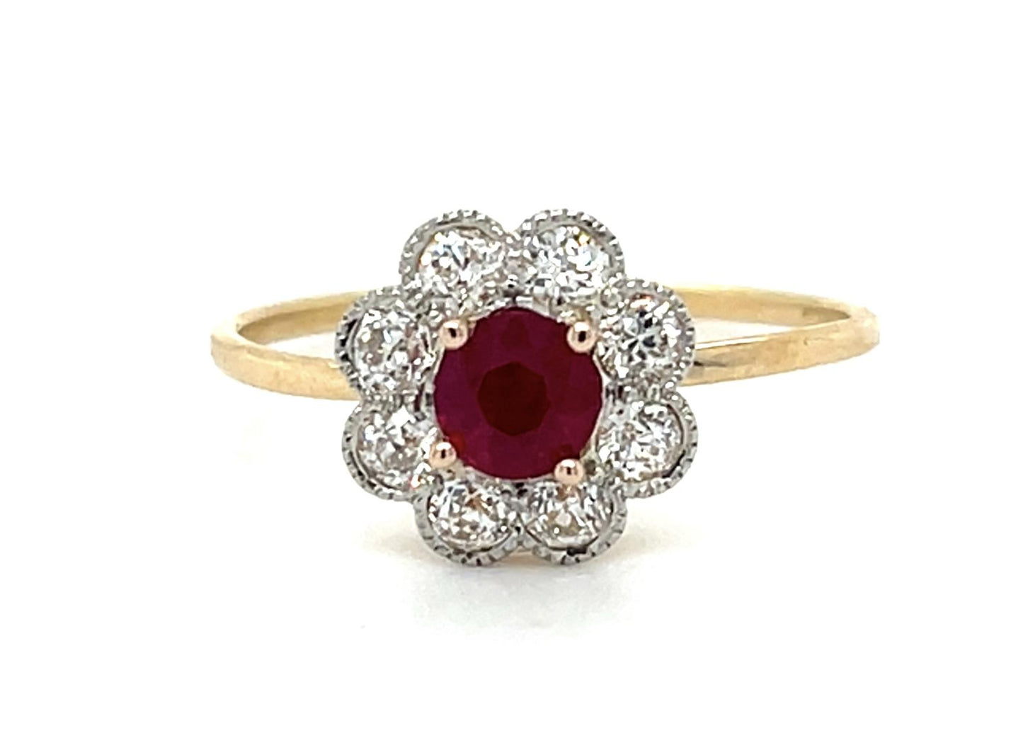 Edwardian .48ct Round Ruby 14KY+Platinum Ring (Antique 1910s)