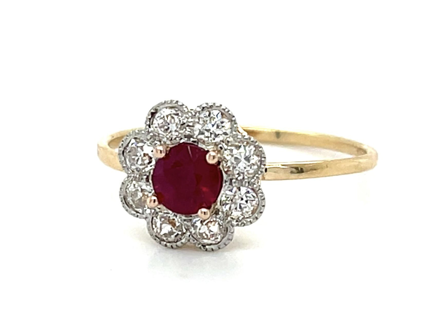 Edwardian .48ct Round Ruby 14KY+Platinum Ring (Antique 1910s)