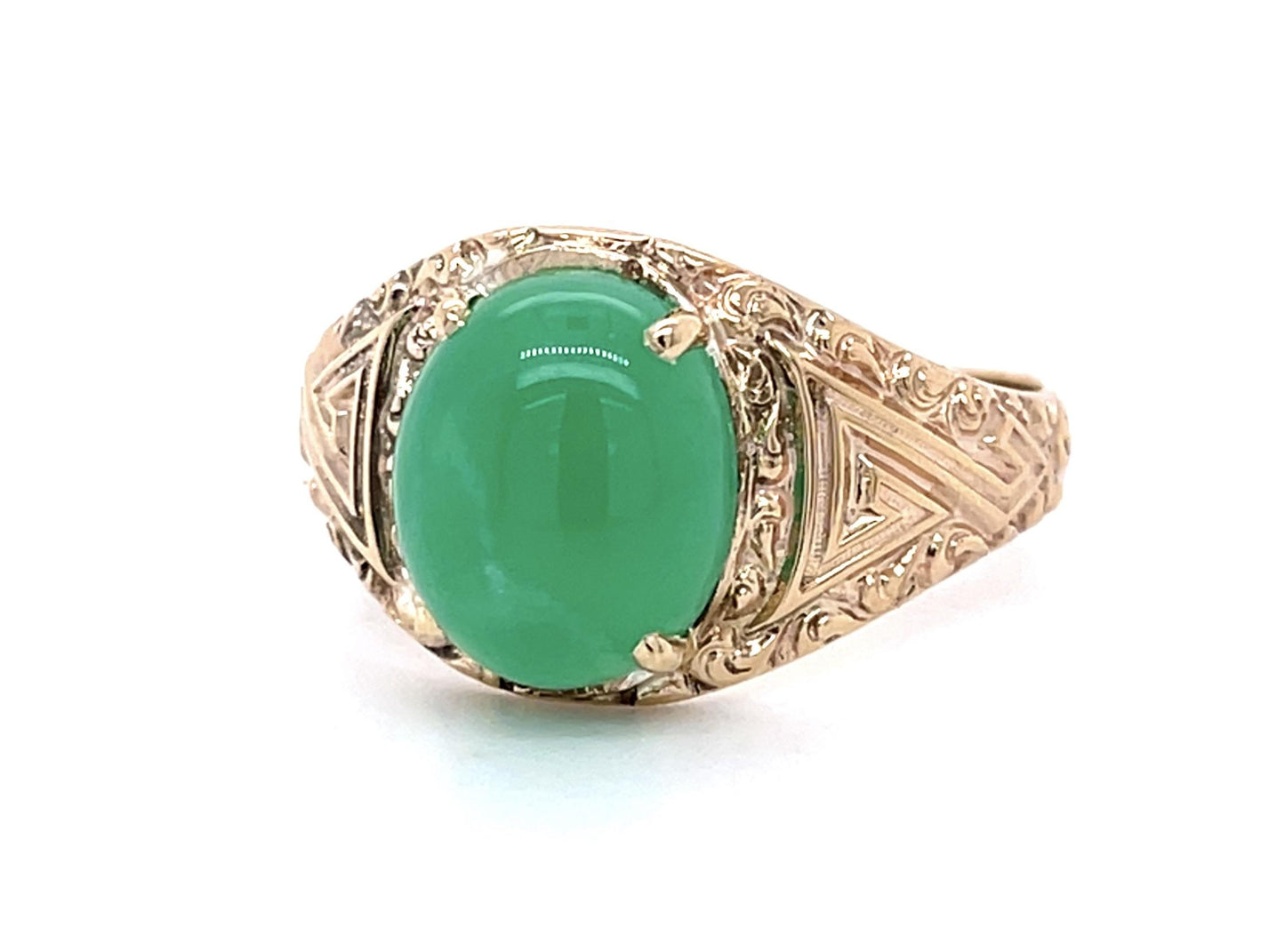 Victorian 4.25ct Jade 14KY Ring (Antique 1890s)
