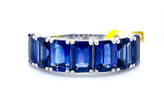 4.25ct Emerald-cut Sapphire 18KW Ring