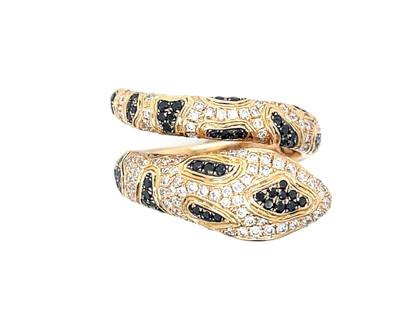 1.22ct White+Black Diamond 18KY Snake Ring