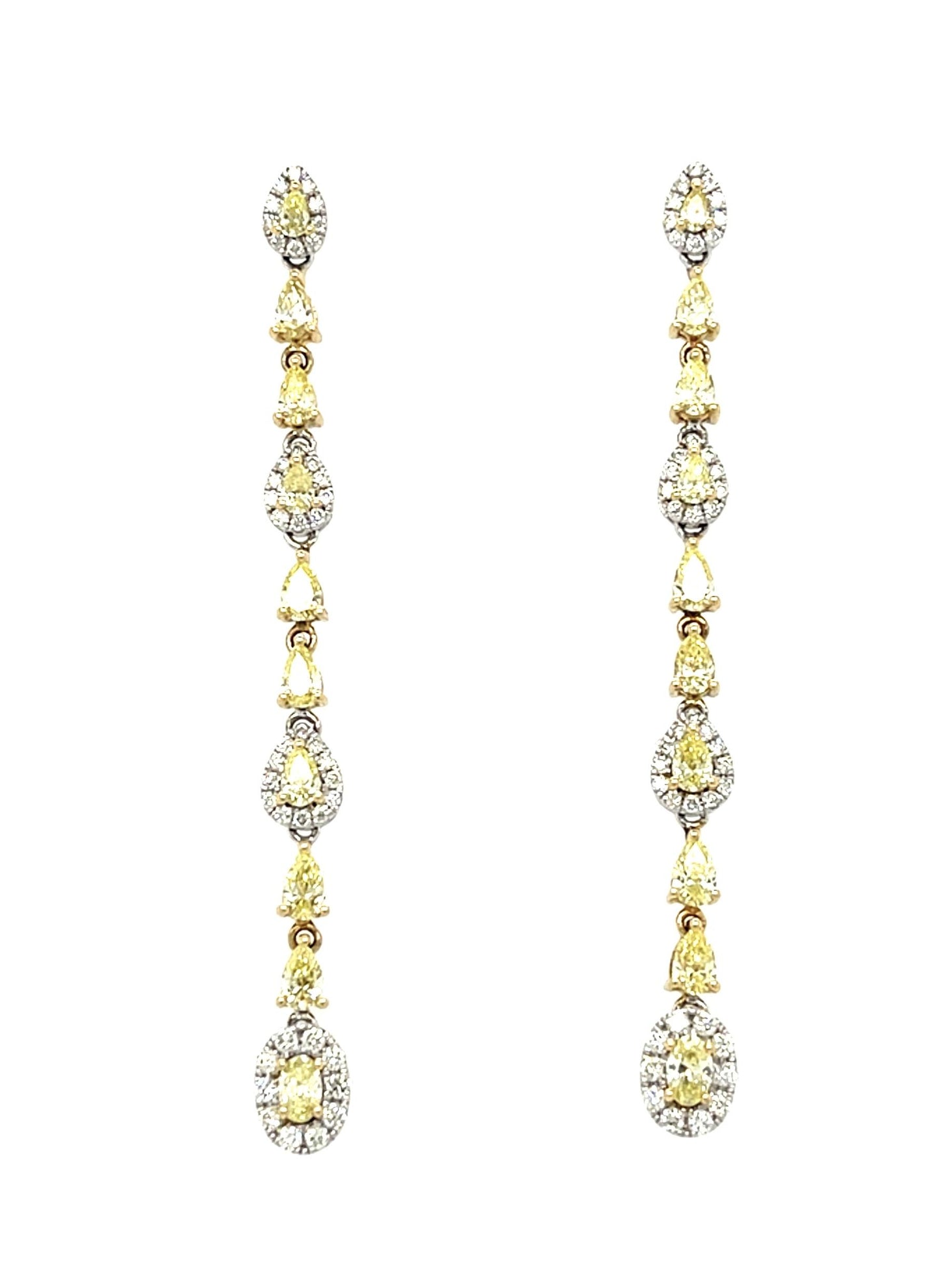 1.80ct Fancy Yellow Diamond 14K Two Tone Drop Earrings