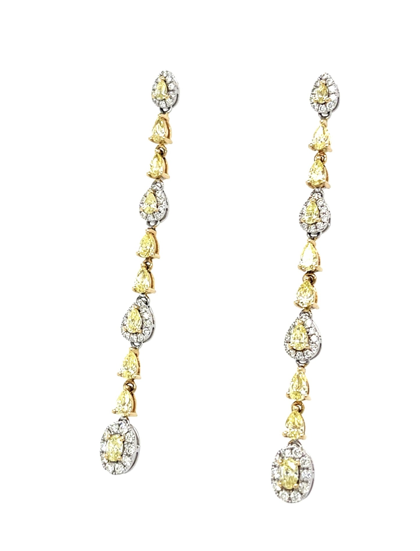 1.80ct Fancy Yellow Diamond 14K Two Tone Drop Earrings