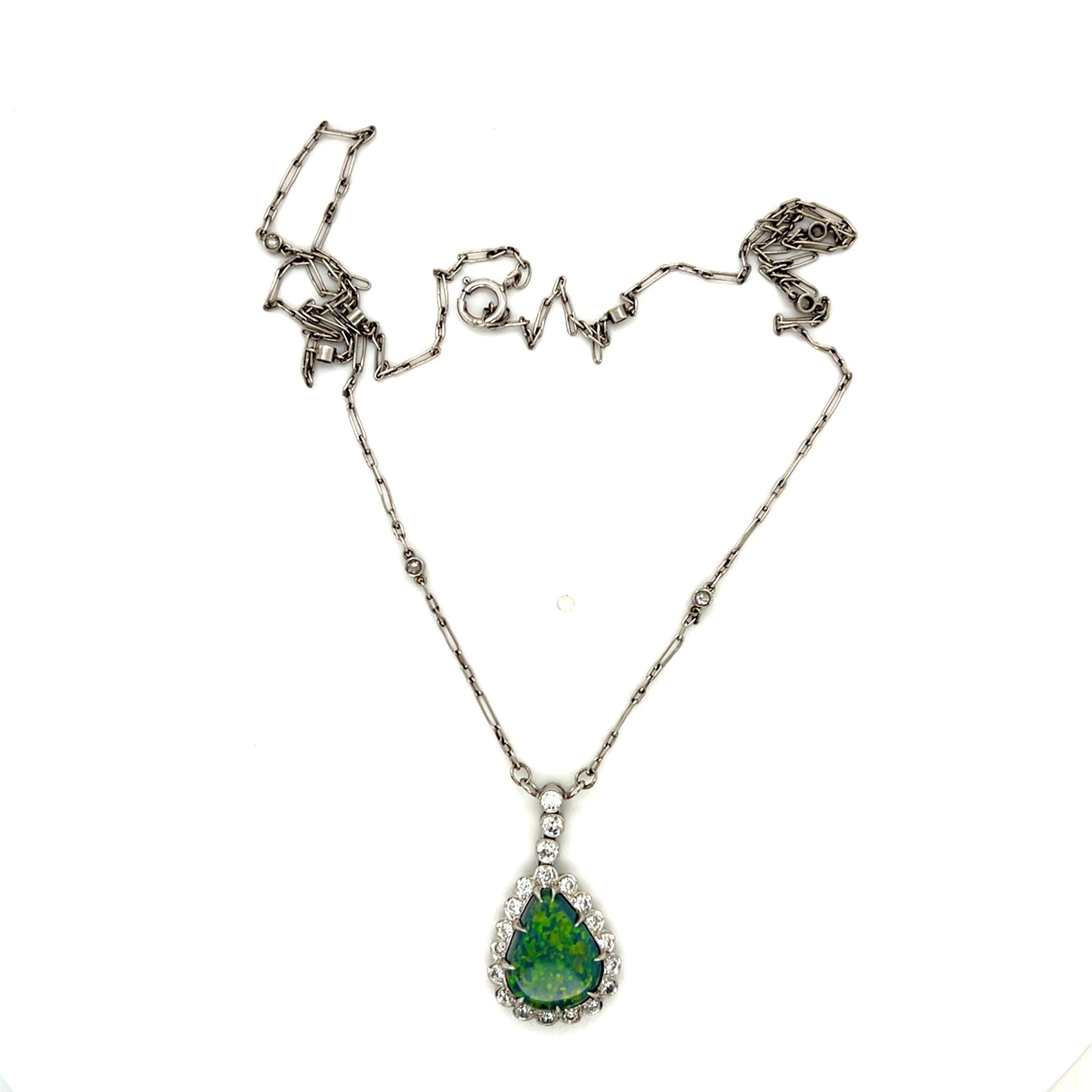 PT Australian Lightning Ridge Opal & Euro cut Dia Pendant 3.39ct(op)