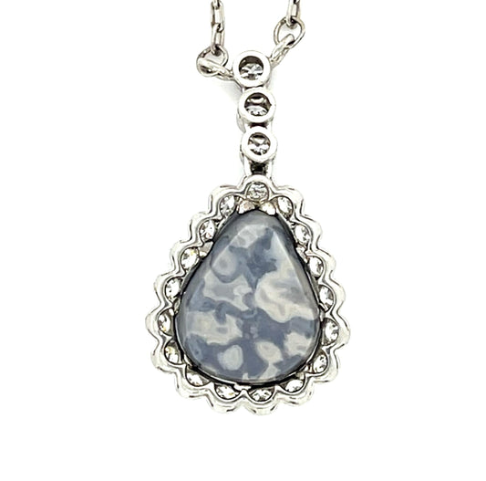 PT Australian Lightning Ridge Opal & Euro cut Dia Pendant 3.39ct(op)