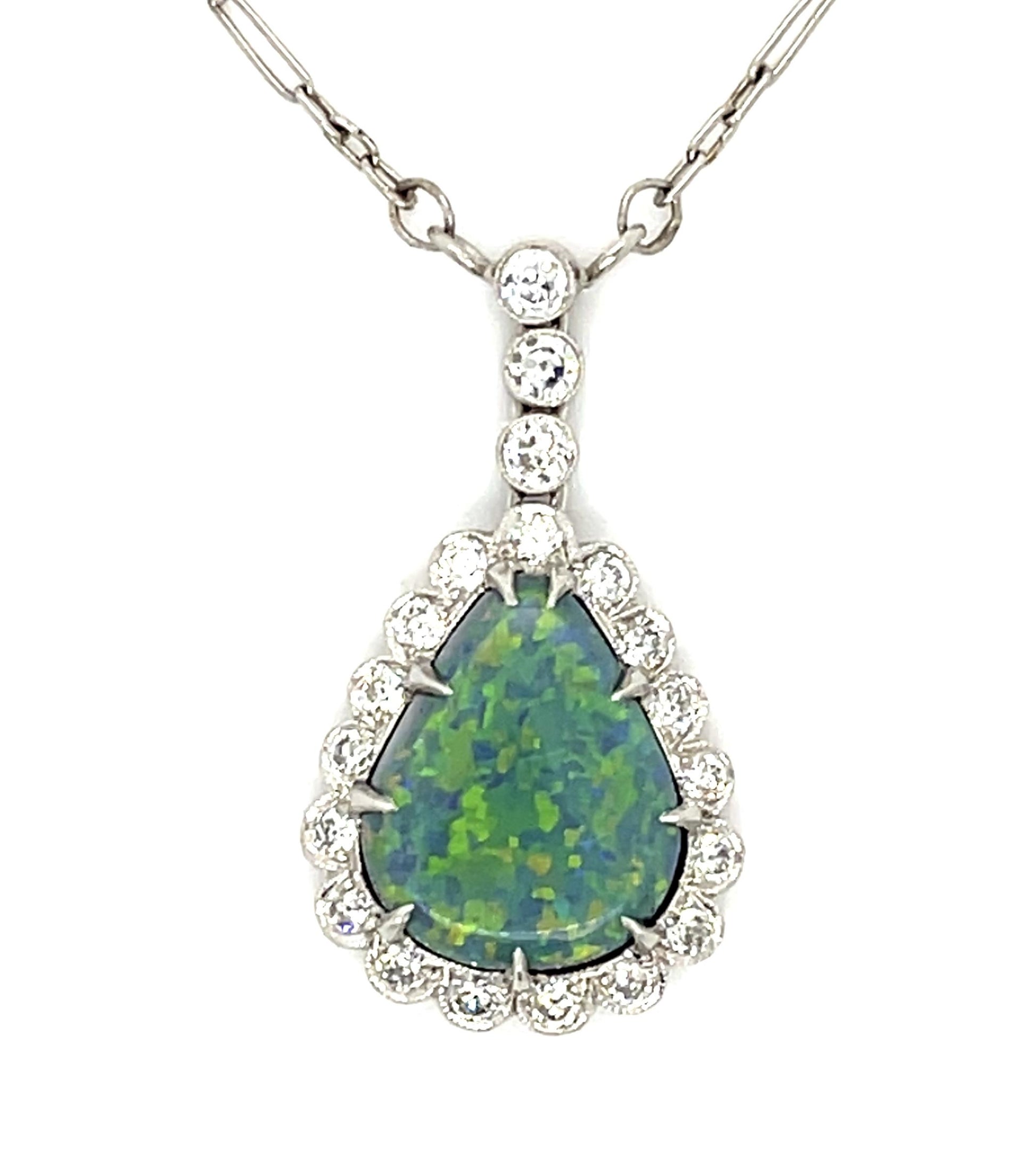 PT Australian Lightning Ridge Opal & Euro cut Dia Pendant 3.39ct(op)