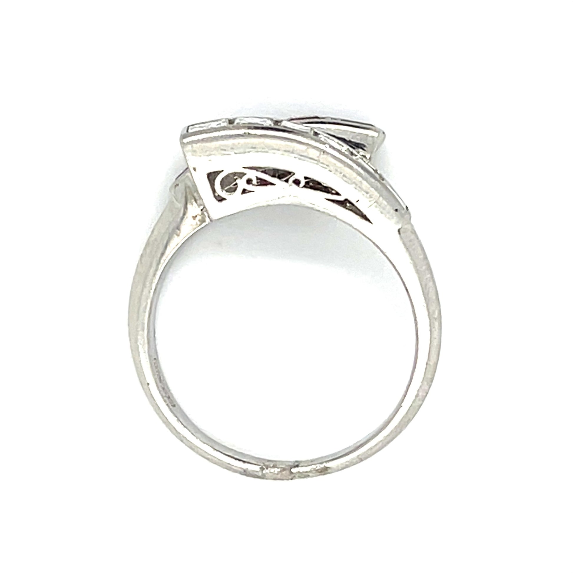 .78ct Ruby .58ct Carre-Cut Diamond Platinum Bypass Ring
