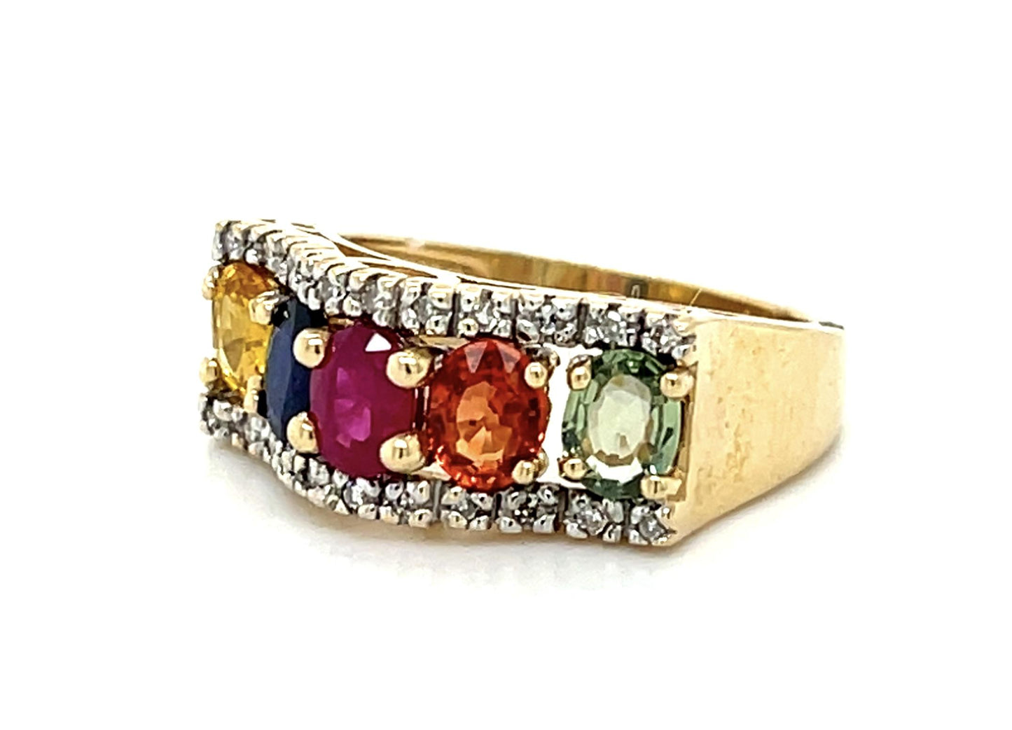 2.50ct Multi-Color Sapphire .22ct Diamond 14KY Ring