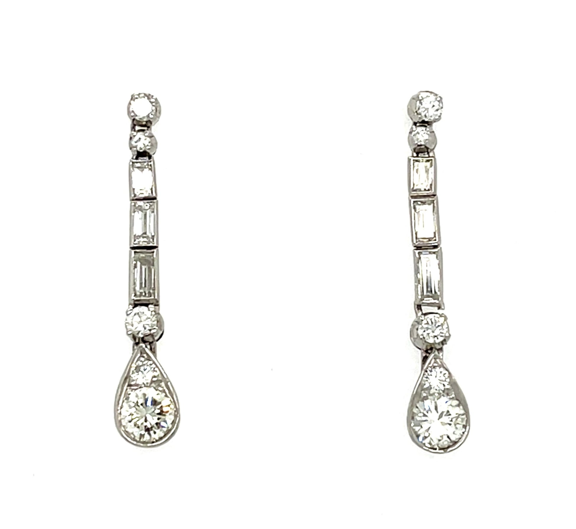 .80ct Diamond (Two Round Diamonds) Platinum Drop Earrings