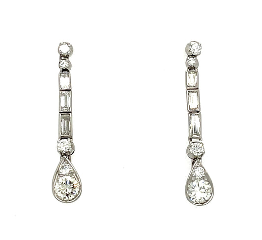 .80ct Diamond (Two Round Diamonds) Platinum Drop Earrings