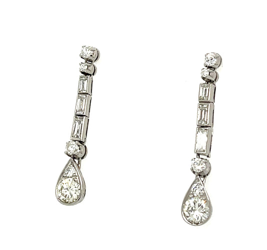 .80ct Diamond (Two Round Diamonds) Platinum Drop Earrings