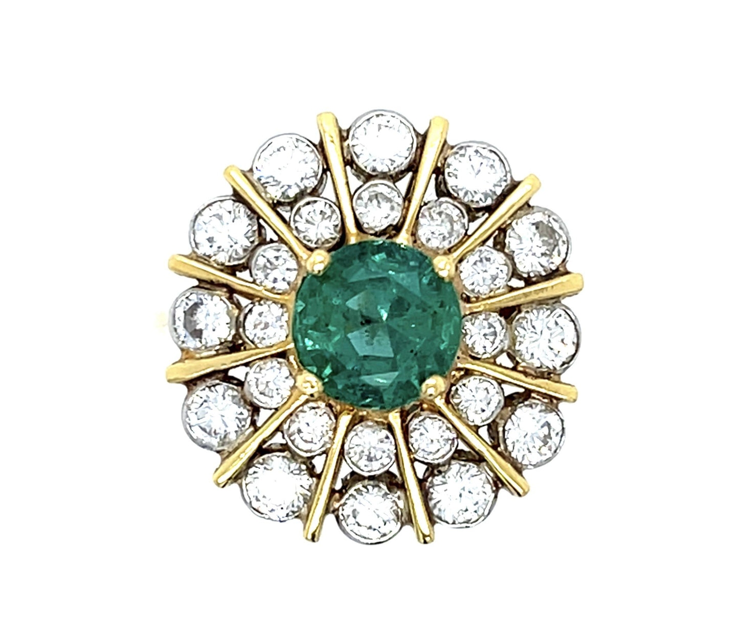 1.71ct Emerald 18K Two Tone Gold Ring (Vintage 1960s)