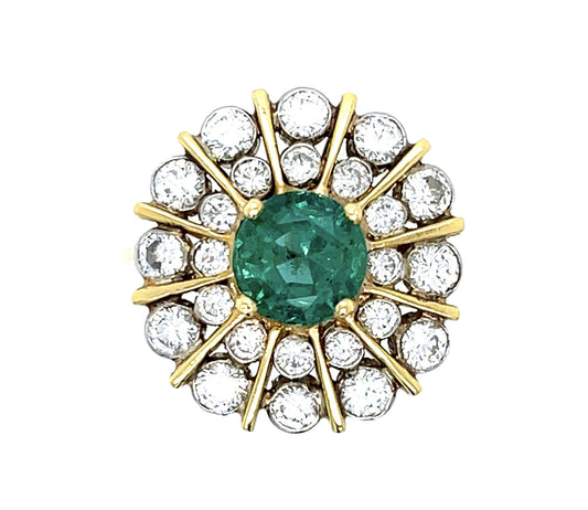 1.71ct Emerald 18K Two Tone Gold Ring (Vintage 1960s)