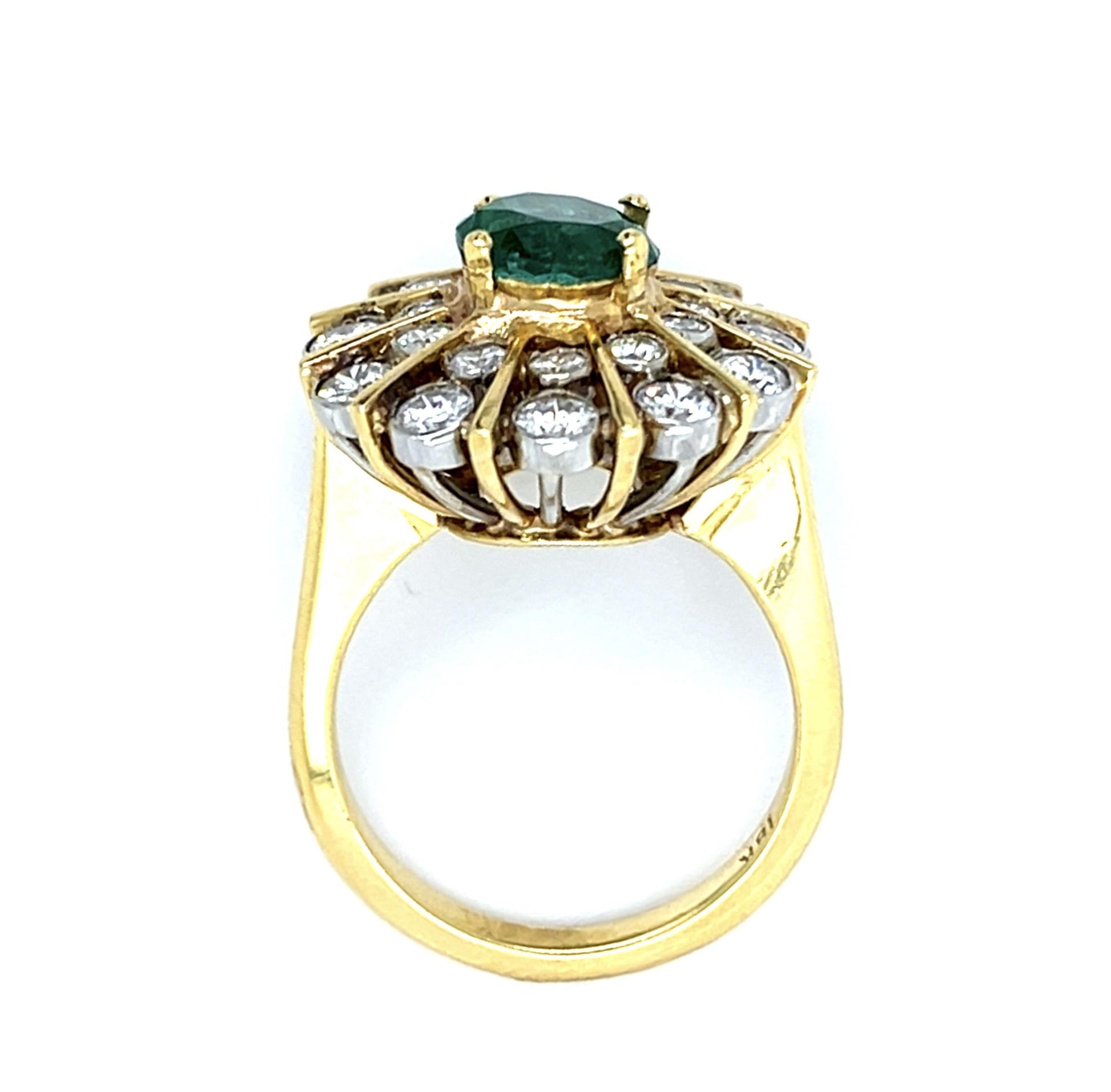 1.71ct Emerald 18K Two Tone Gold Ring (Vintage 1960s)