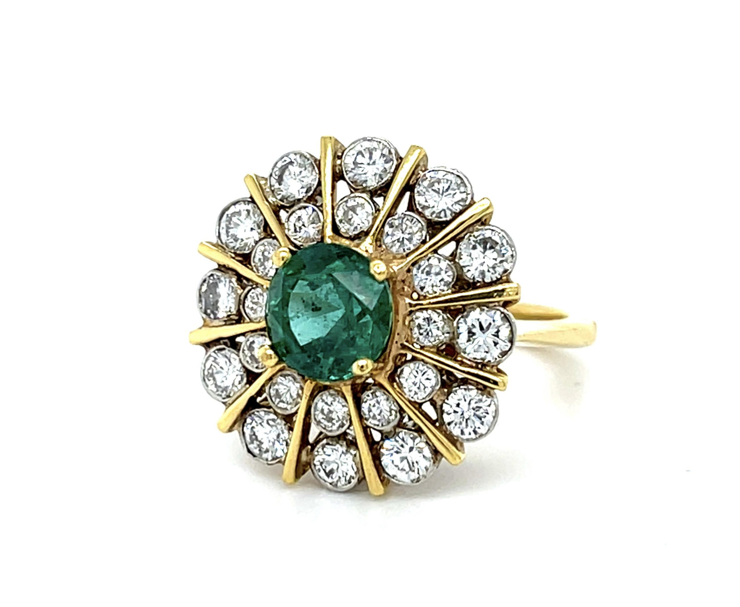 1.71ct Emerald 18K Two Tone Gold Ring (Vintage 1960s)
