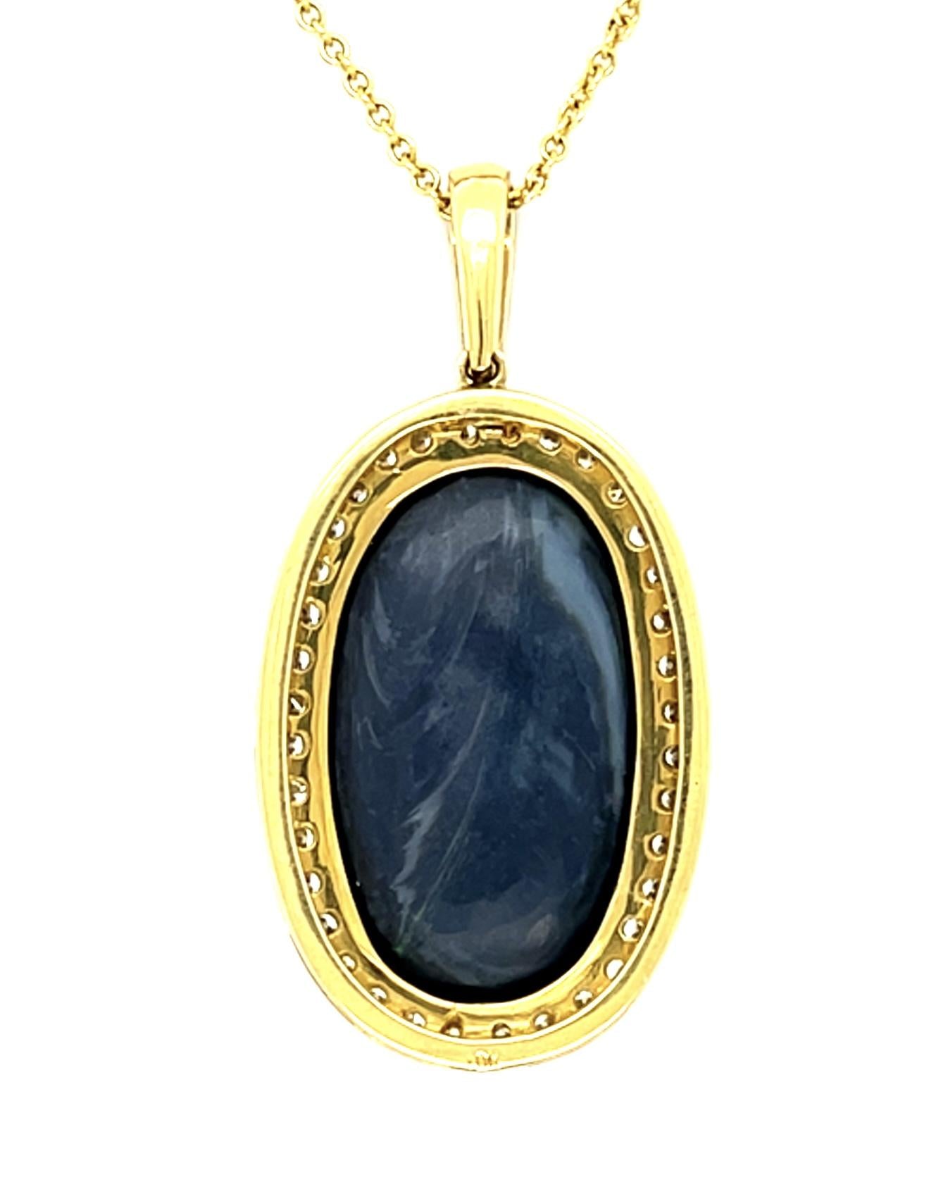 8.20ct Black Lightning Ridge Australian Opal 18KY Pendant