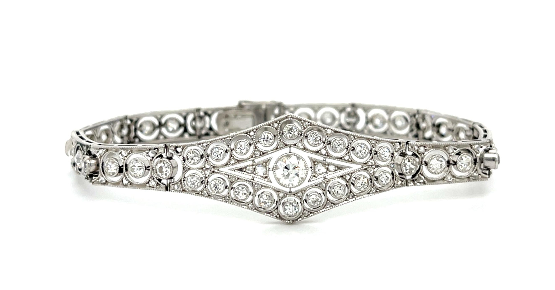 Original Art Deco .40ct Old Euro Center Dia Platinum Bracelet with Original Box