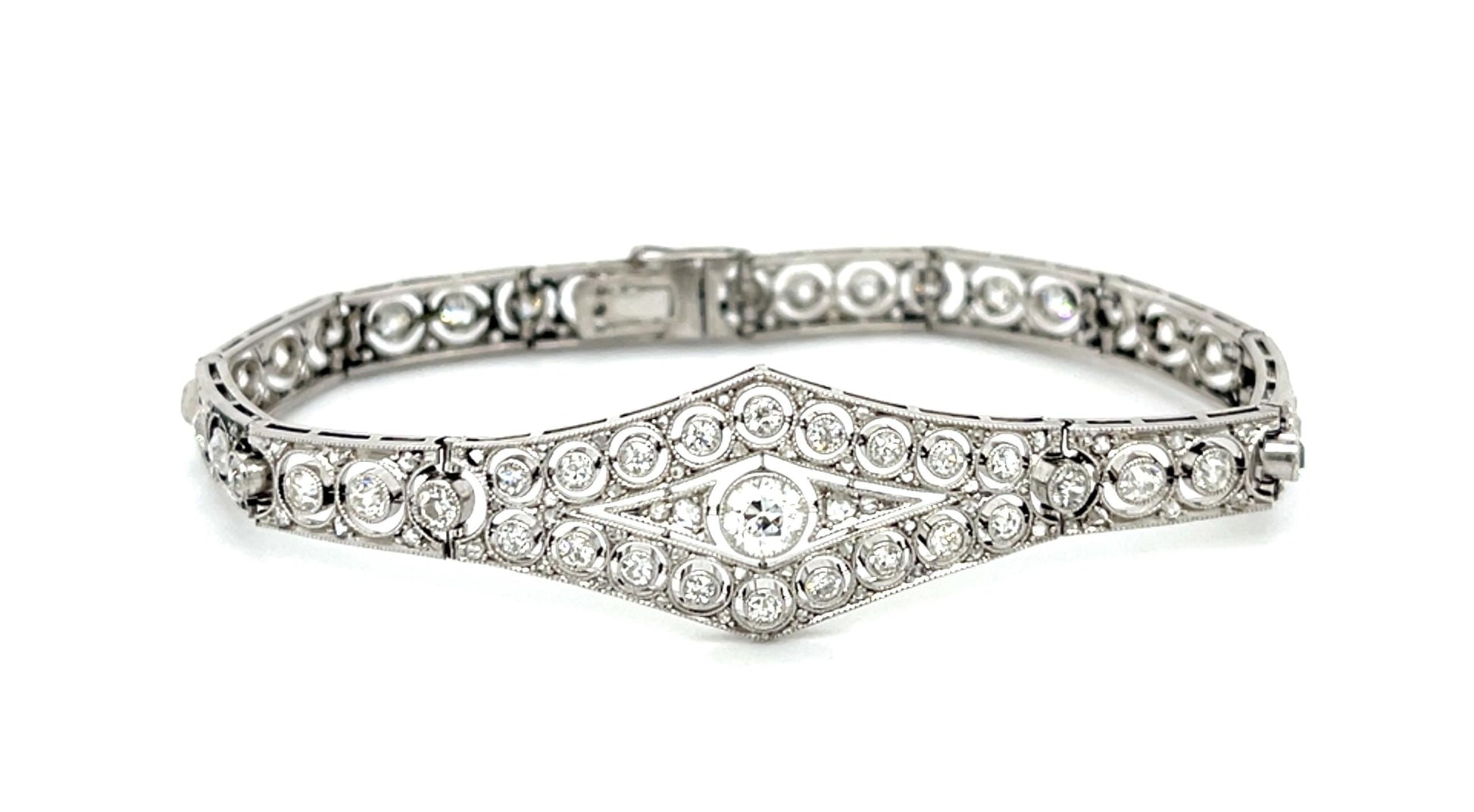 Original Art Deco .40ct Old Euro Center Dia Platinum Bracelet with Original Box